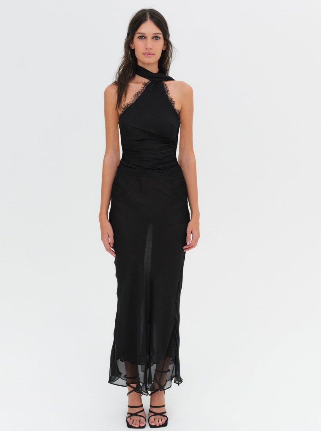 For Love and Lemons Angela Chiffon Maxi Dress - Black