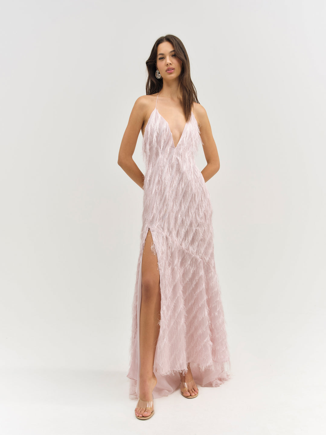 For Love and Lemons Heidi Fringe Maxi Dress - Pink