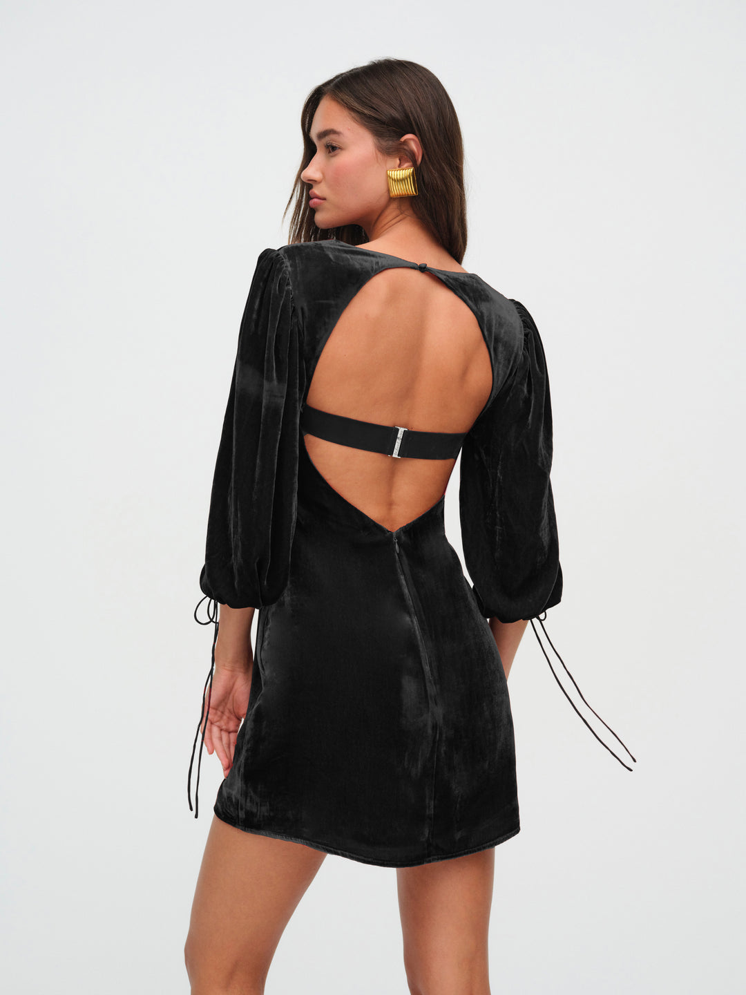 For Love and Lemons Nadine Velvet Mini Dress - Black