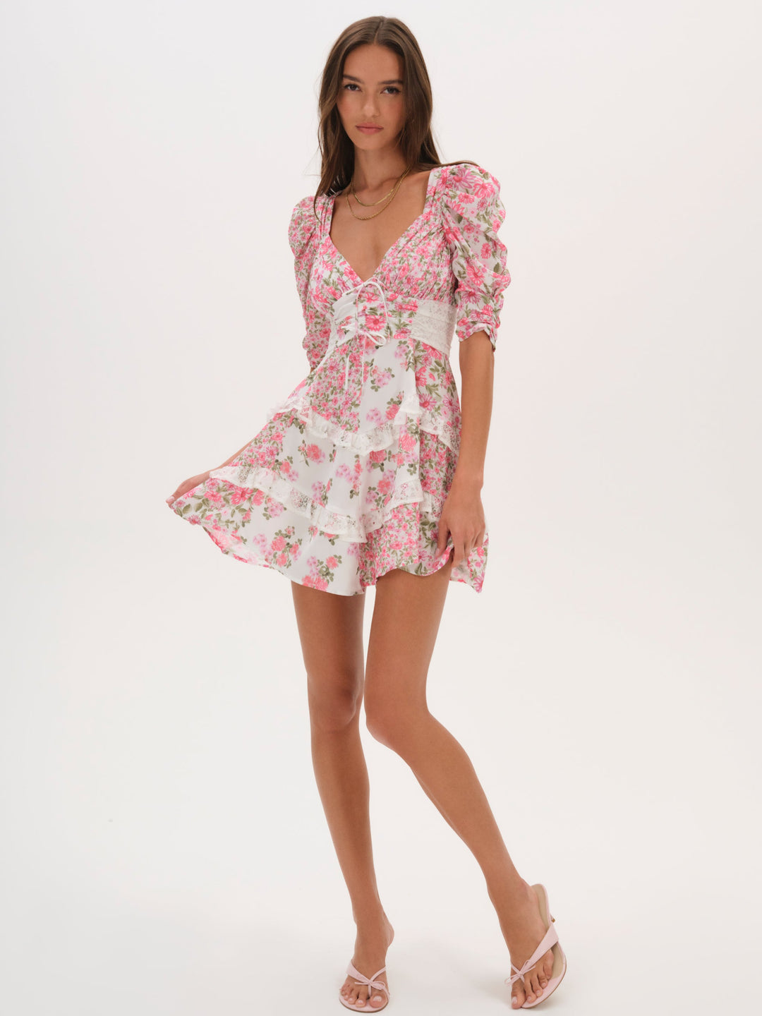 For Love and Lemons Rosalyn Mini Dress - Pink