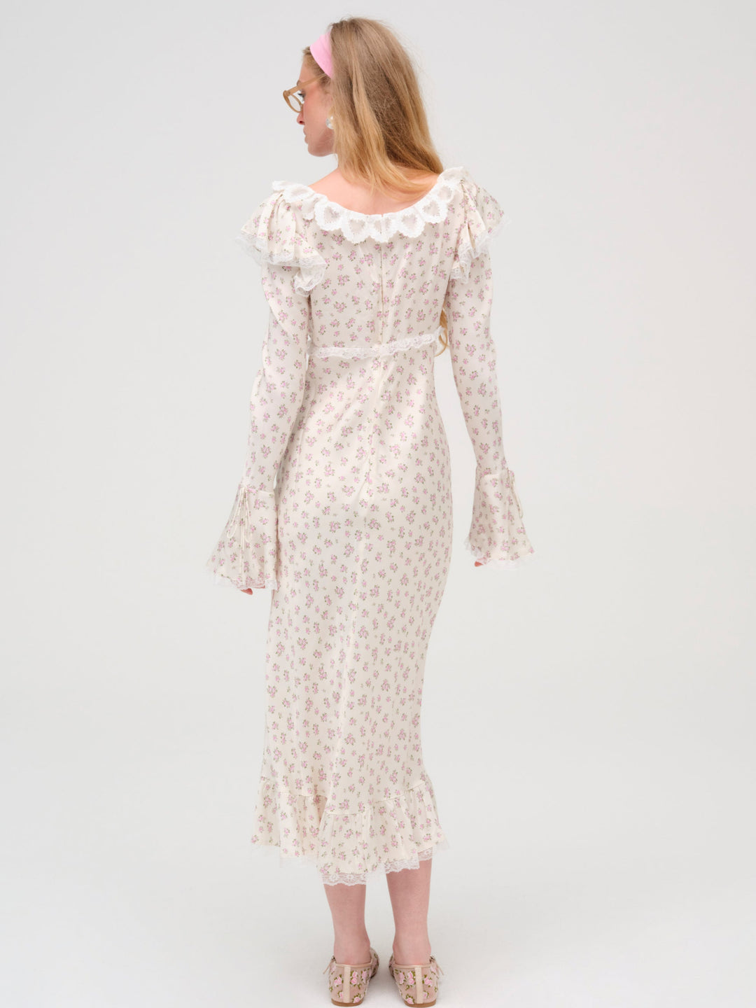 For Love and Lemons Pastel Fields Midi Dress - Cream