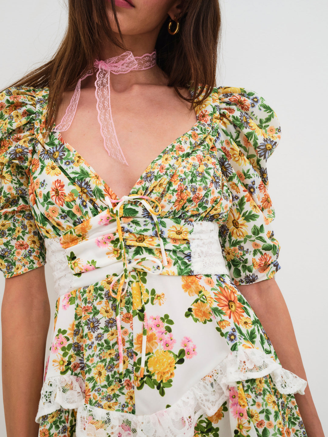 For Love and Lemons Rosalyn Mini Dress - Green - Marigold
