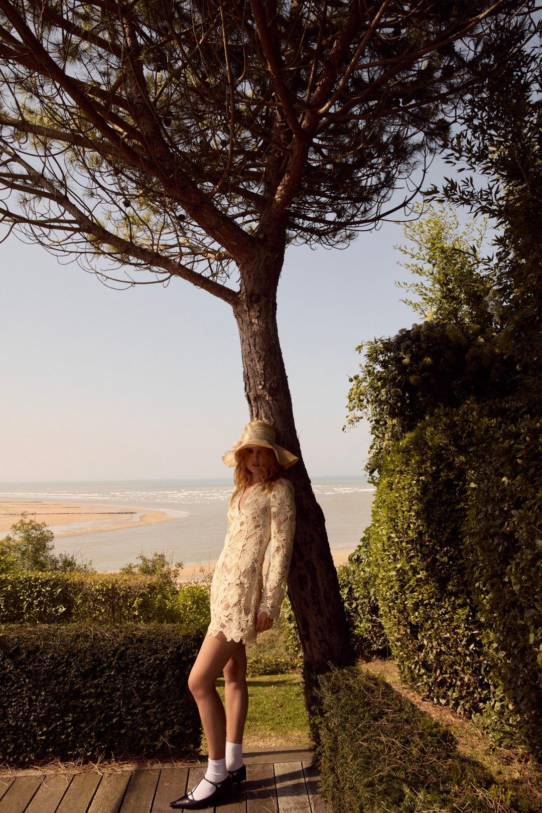 For Love and Lemons Coco Lace Long Sleeve Mini Dress - Cream