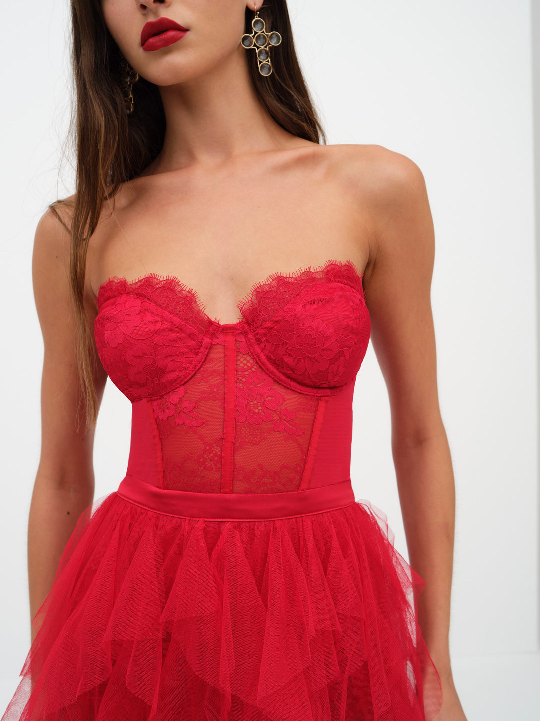 For Love and Lemons Bustier Gown - Red