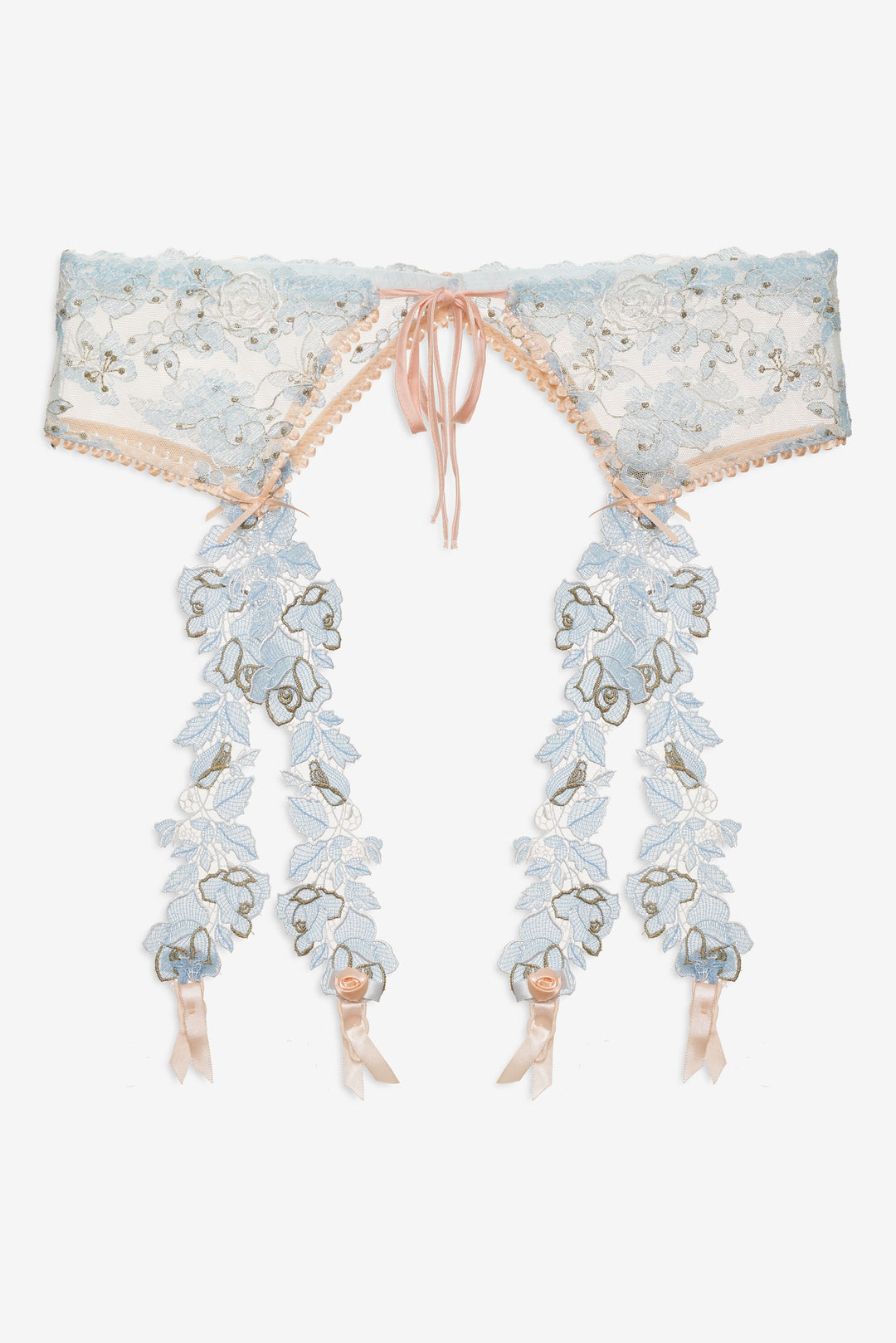 For Love and Lemons Winter Roses Garter Belt - Blue