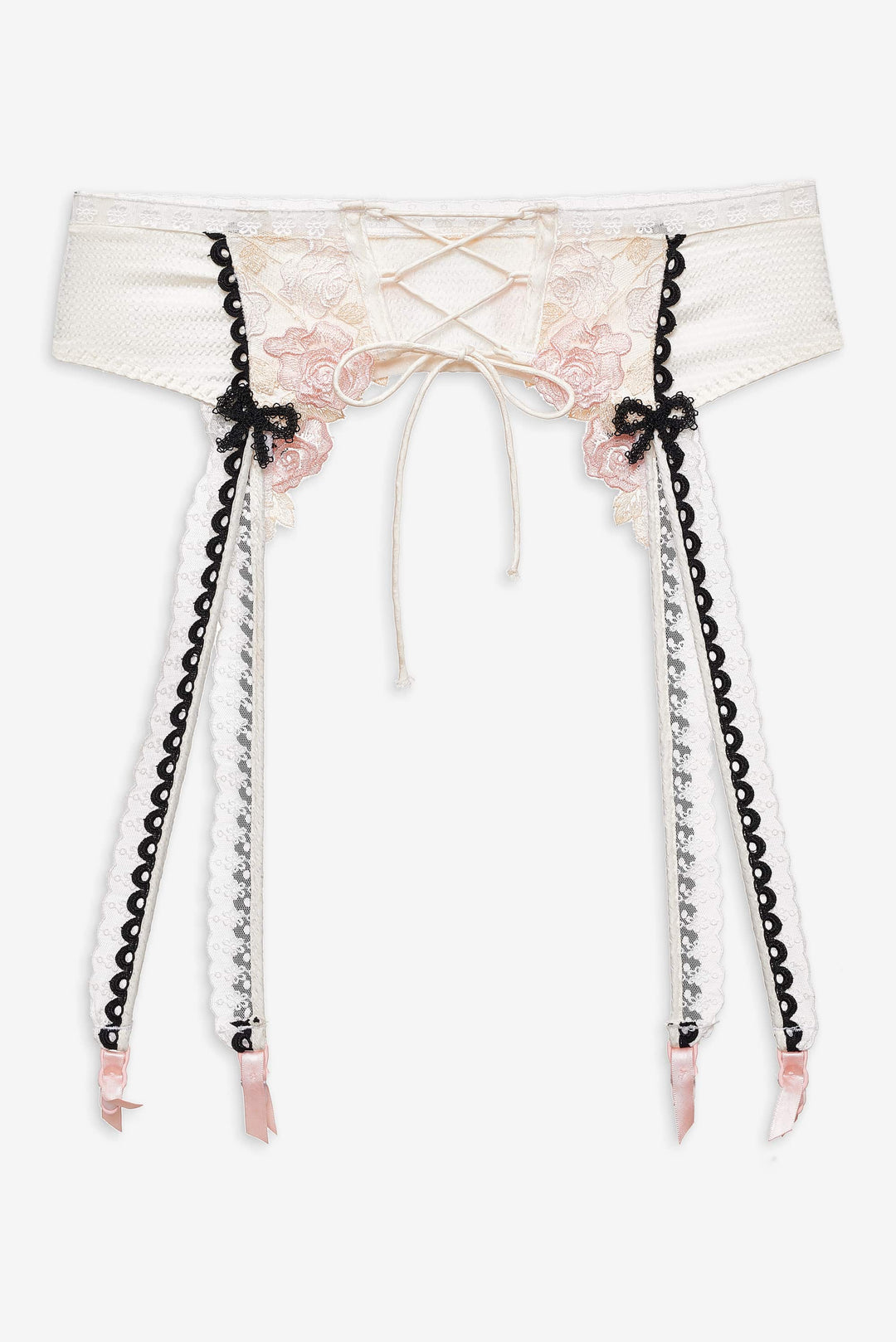 For Love and Lemons Evie Floral Garter Belt - Cream
