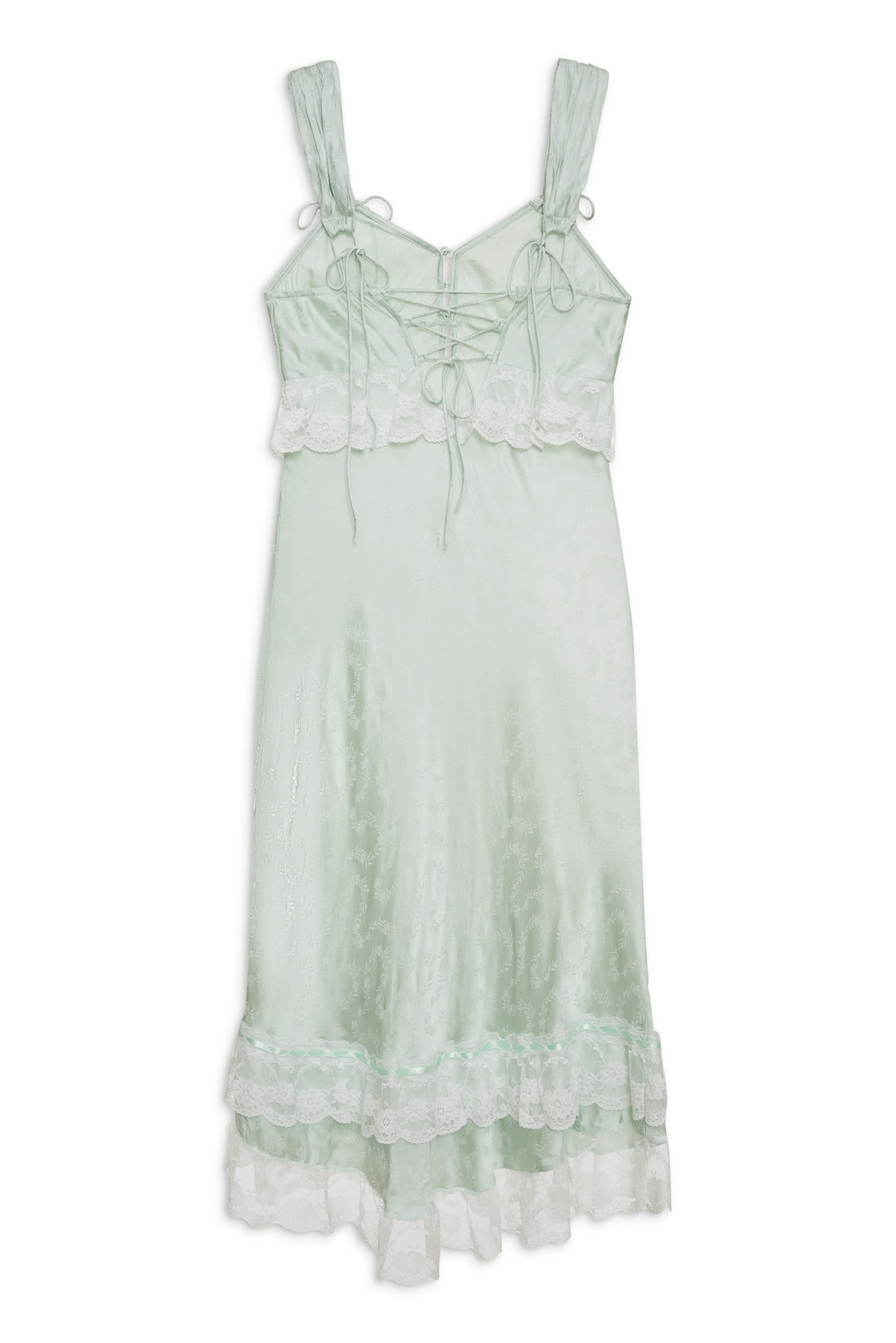 For Love and Lemons Mint Twist Jacquard Midi Slip Dress - Mint