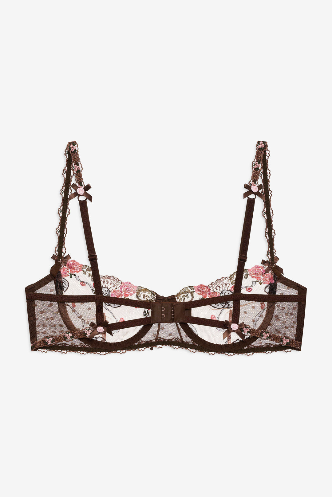 For Love and Lemons Runaway Bows Underwire Bra - Brown