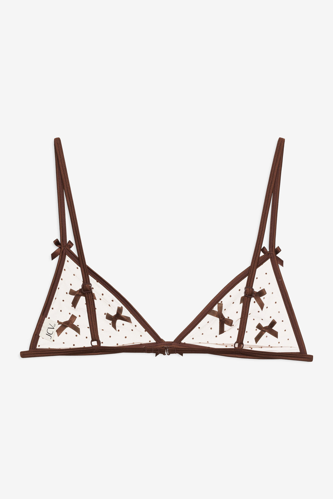 For Love and Lemons Flock Dot Bows Triangle Bralette - Brown