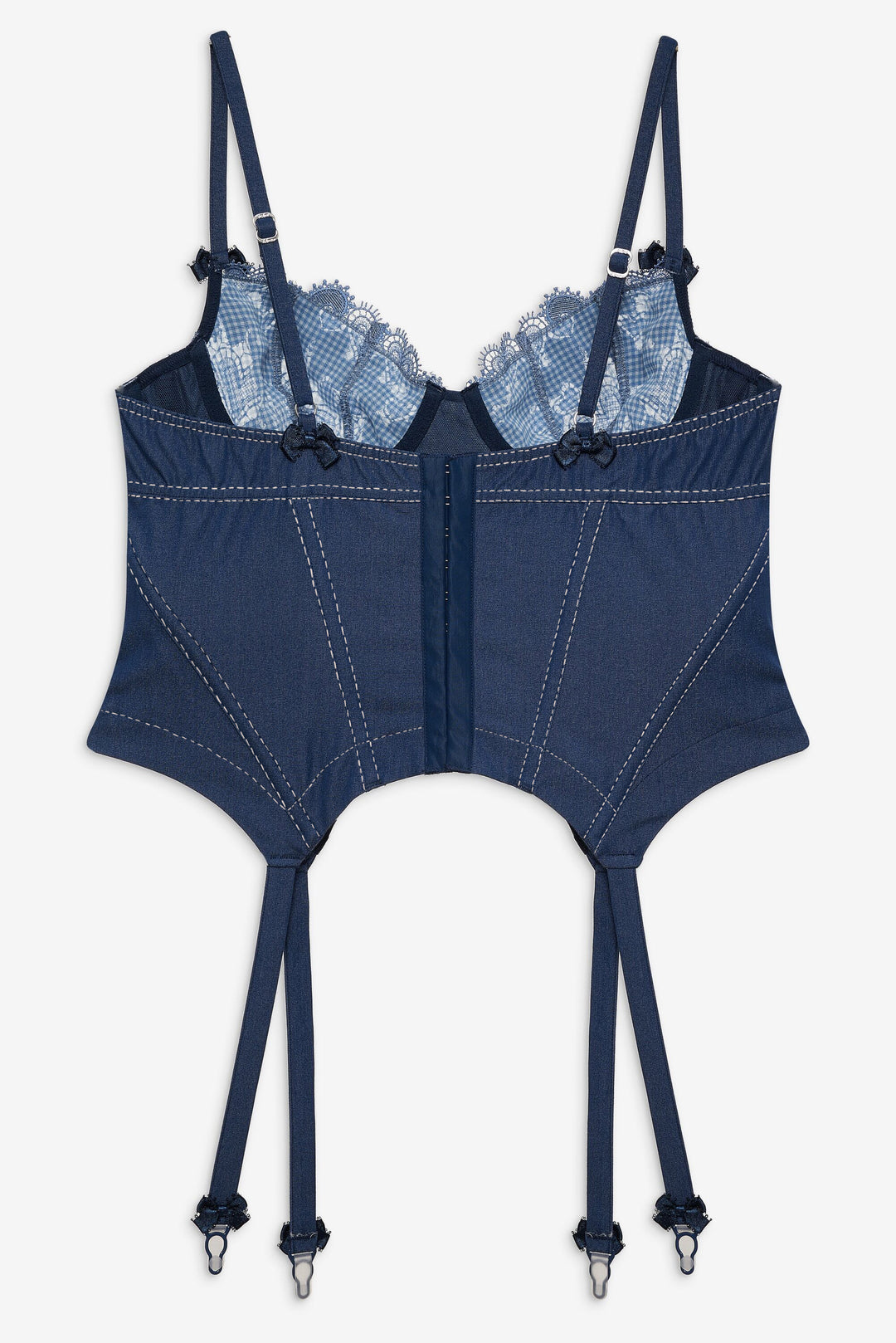 For Love and Lemons Denim Hearts Bustier - Blue
