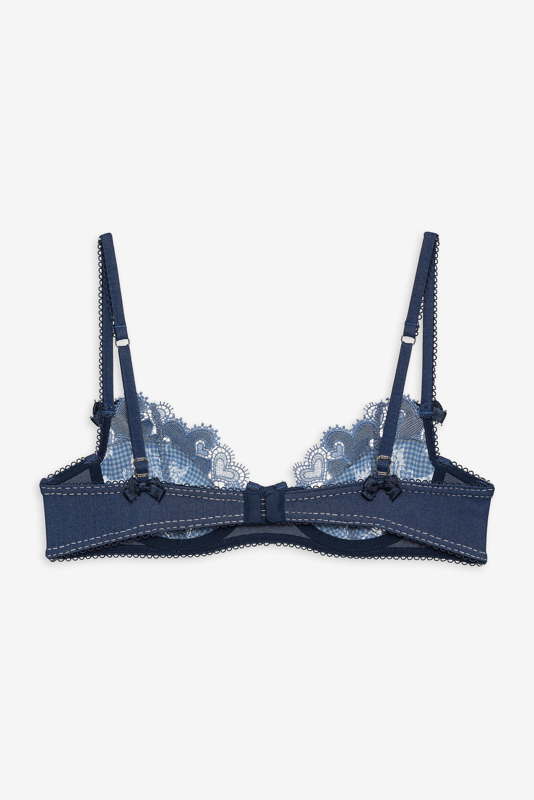 For Love and Lemons Denim Hearts Underwire Bra - Blue