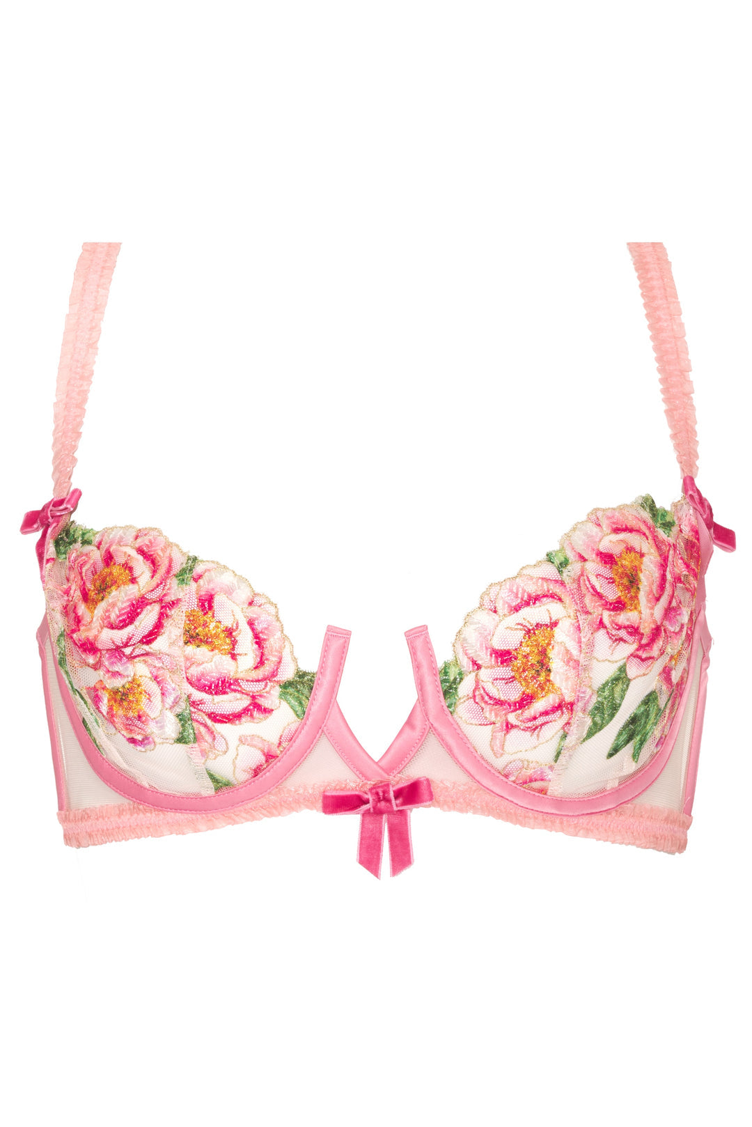For Love and Lemons Needle Point Roses Underwire Bra - Pink