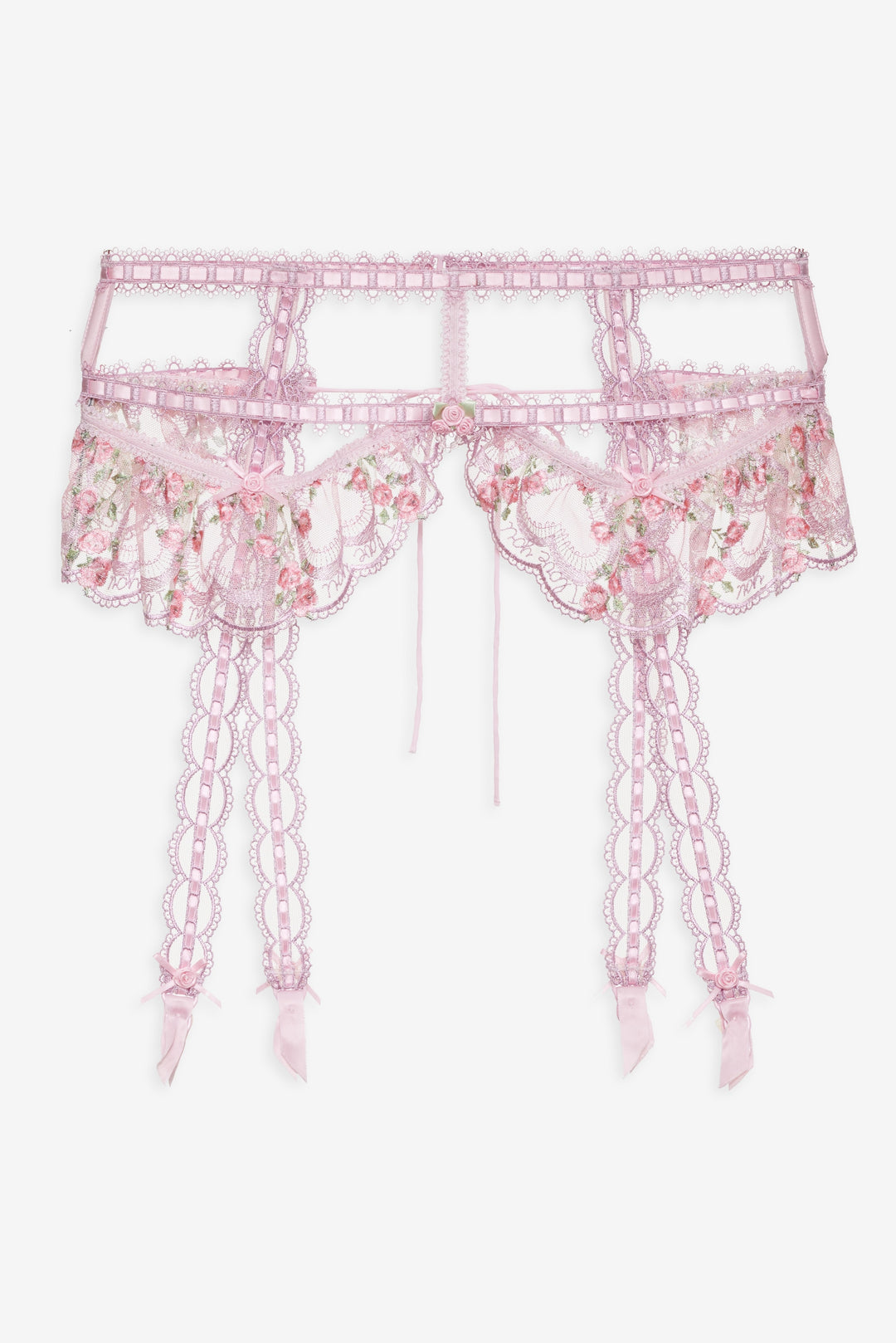 For Love and Lemons Ily Embroidered Garter Belt - Pink
