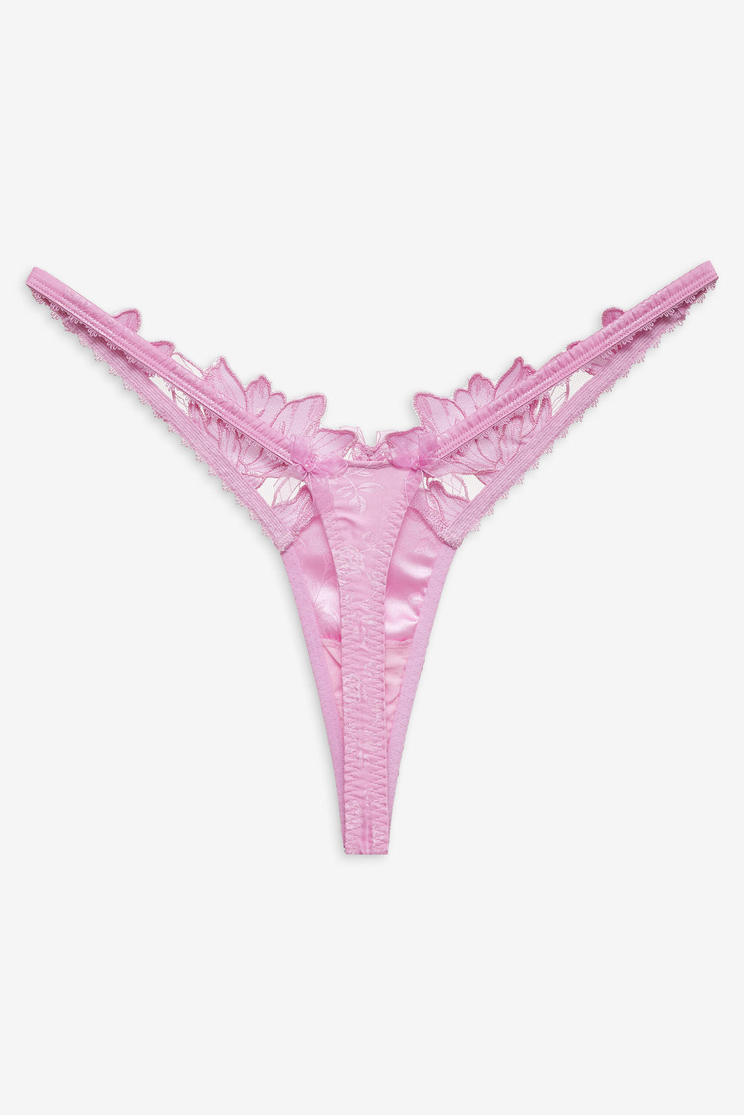 For Love and Lemons Maye Embroidered Thong Panty - Pink
