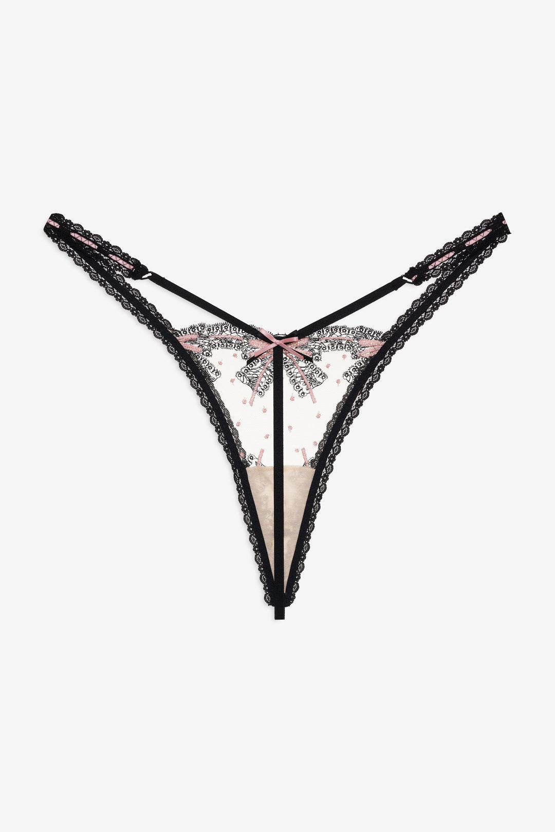For Love and Lemons Love Letters Thong Panty - Black