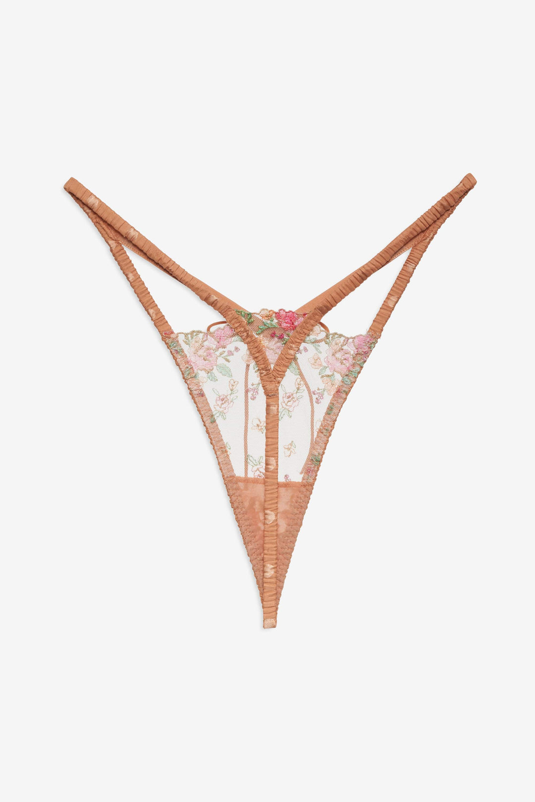 For Love and Lemons Glimmer Rosebud Thong Panty - Terracotta