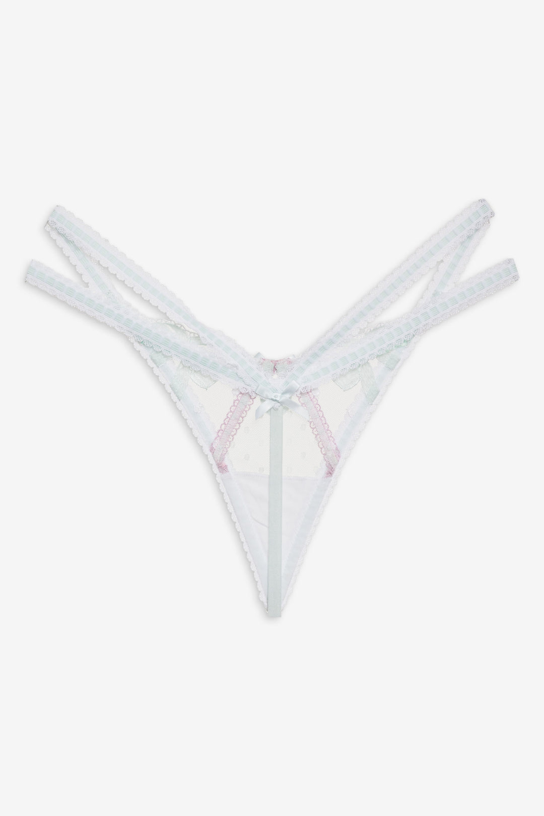 For Love and Lemons Billie Bow Thong Panty - Mint
