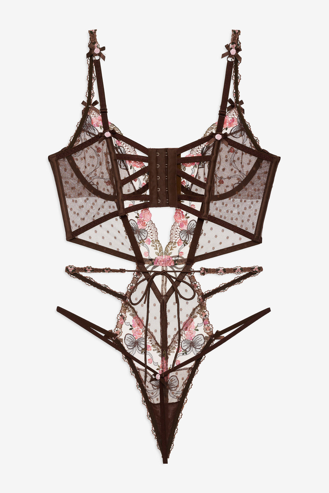For Love and Lemons Runaway Bows Bodysuit - Brown
