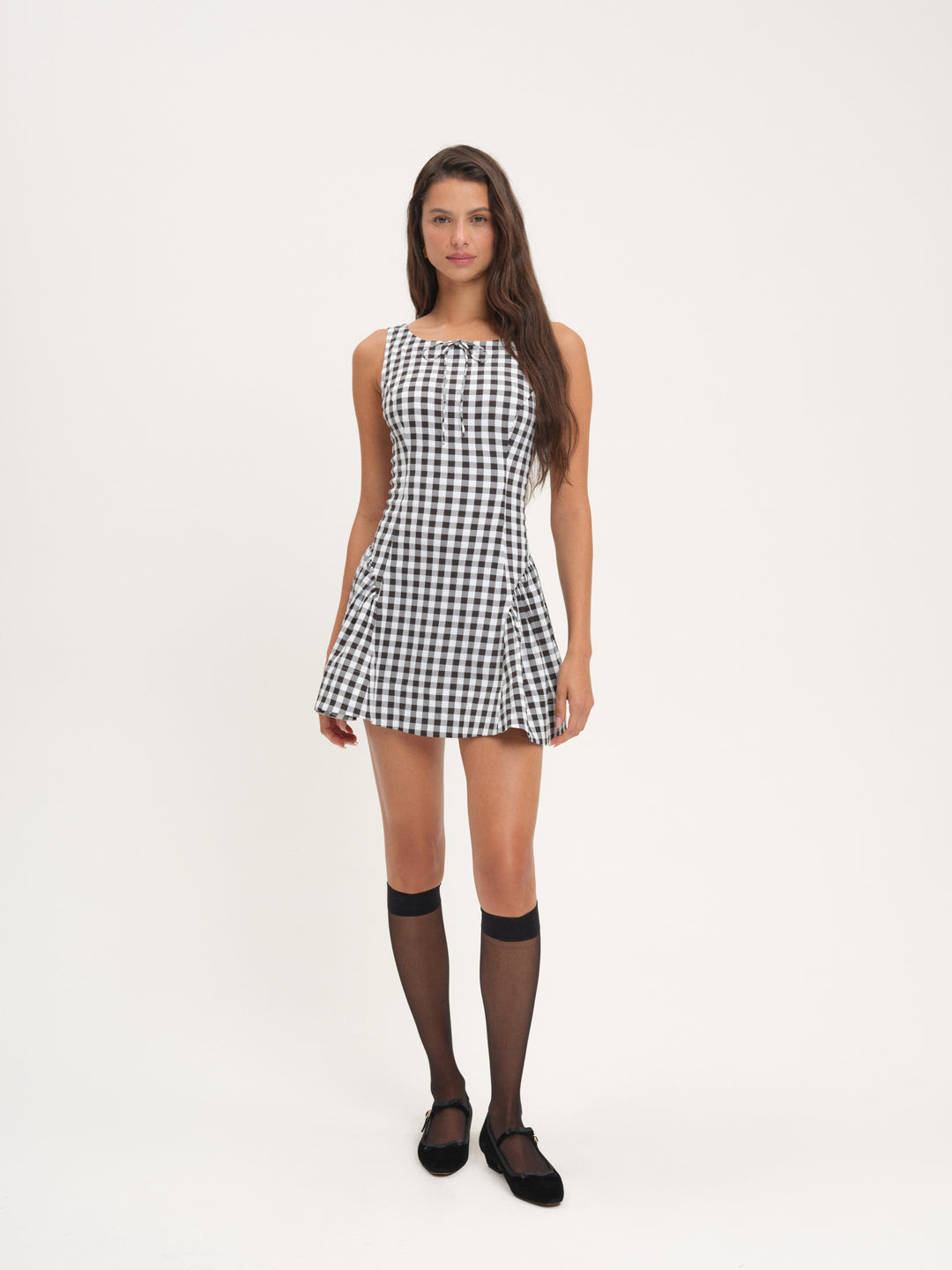 For Love and Lemons Scotch Bonnet Gingham Mini Dress - Black