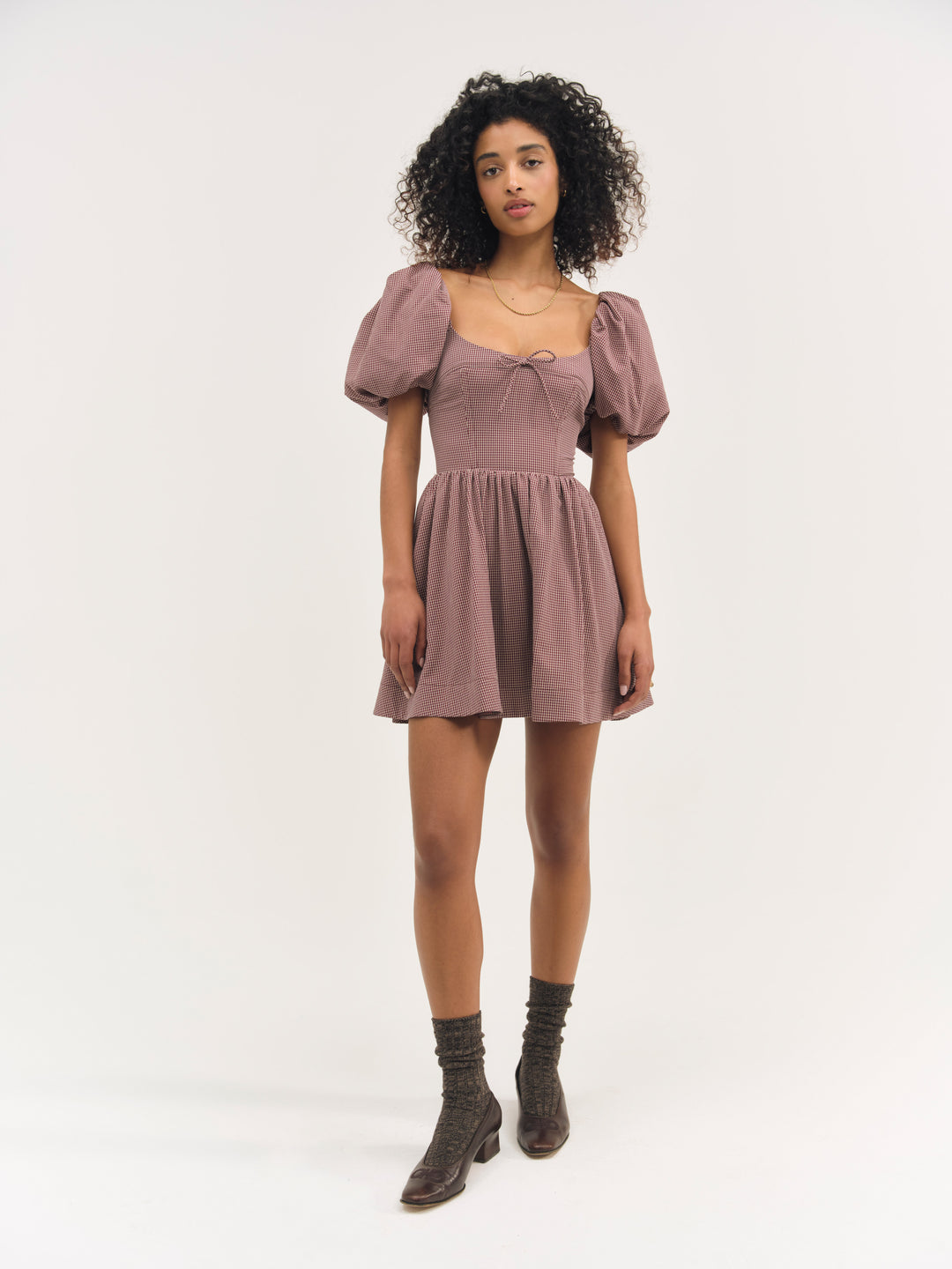 For Love and Lemons Florence Mini Dress - Burgundy