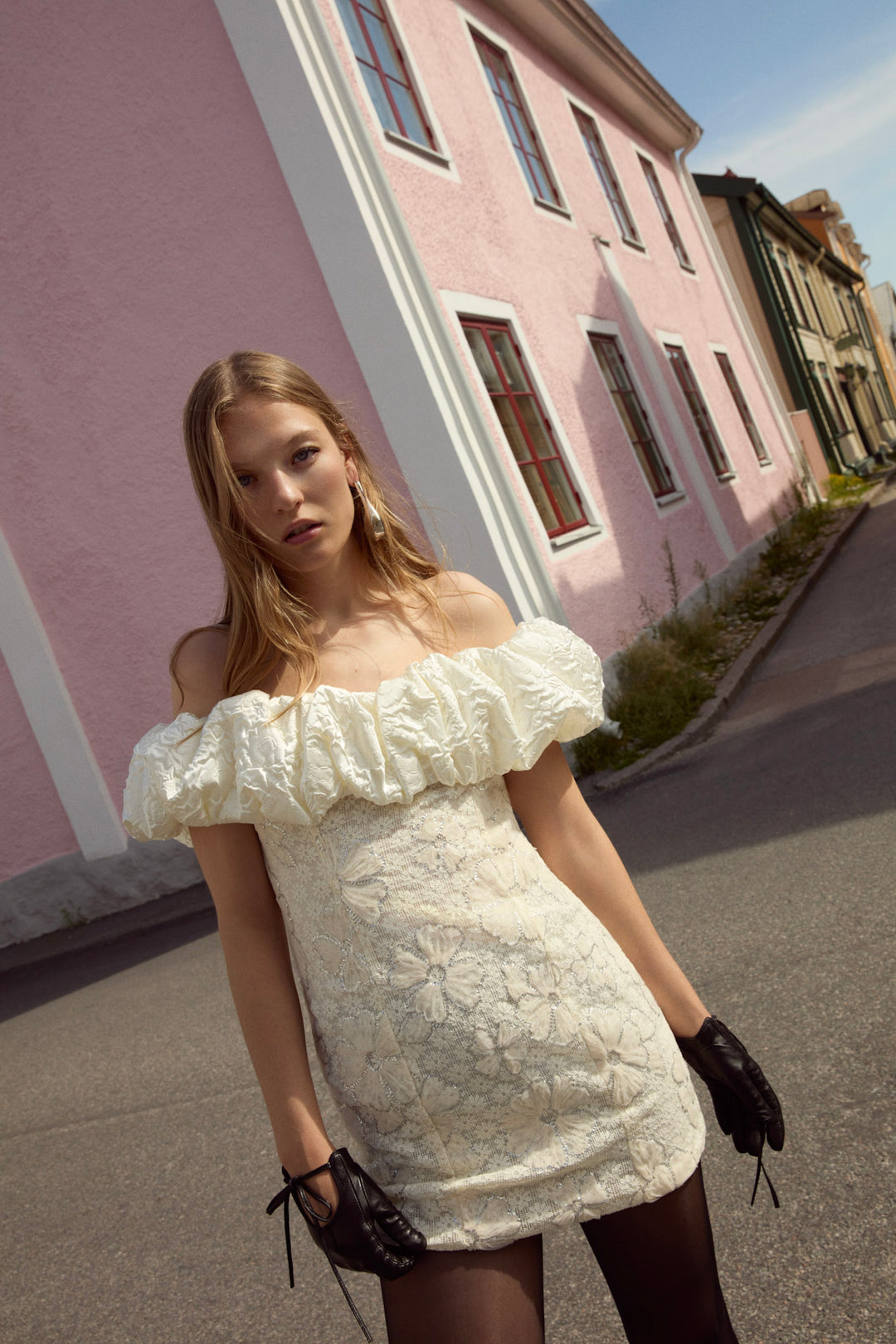 For Love and Lemons Snowflake Daisy Mini Dress - Cream