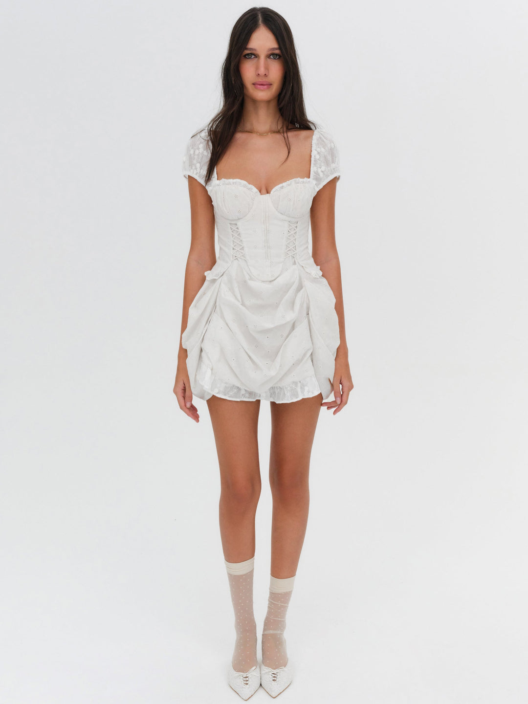 For Love and Lemons Morgan Mini Dress - Bright White
