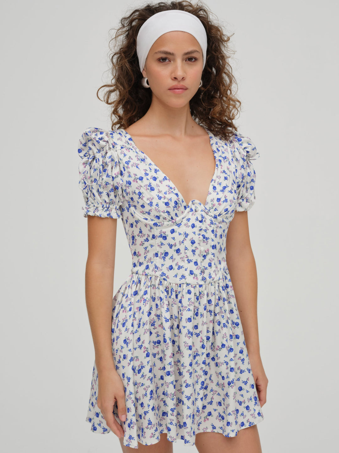 For Love and Lemons Paulina Puff Sleeve Dress - Blue