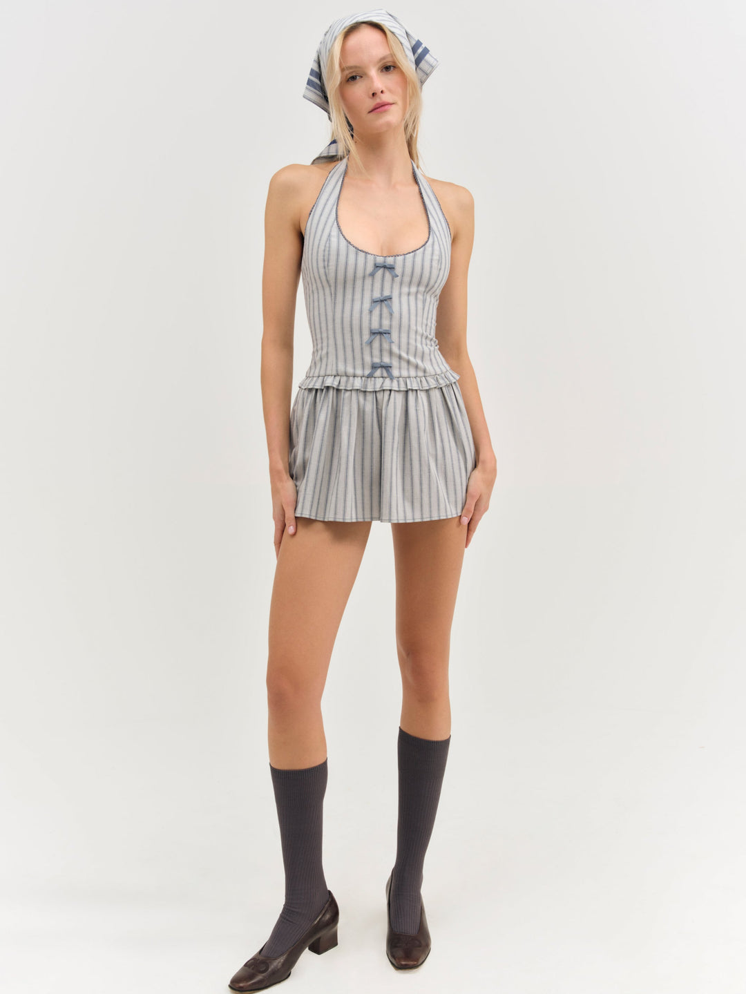 For Love and Lemons Janice Halter Mini Dress - Blue