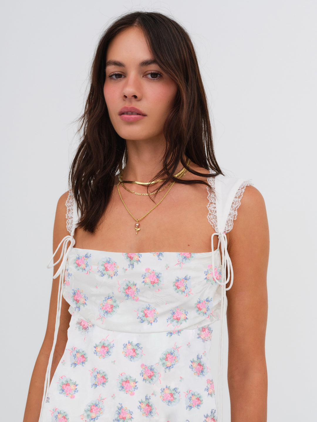 For Love and Lemons Holland Mini Dress - Doily Bouquet