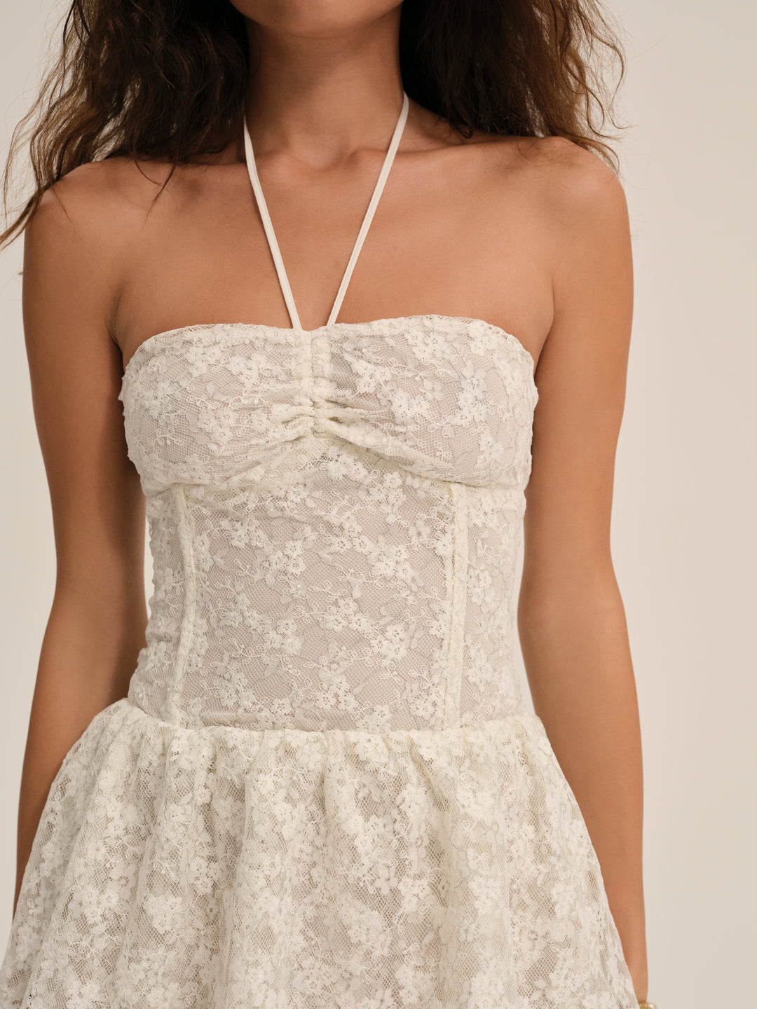 For Love and Lemons Ciao Lace Mini Dress - Natural