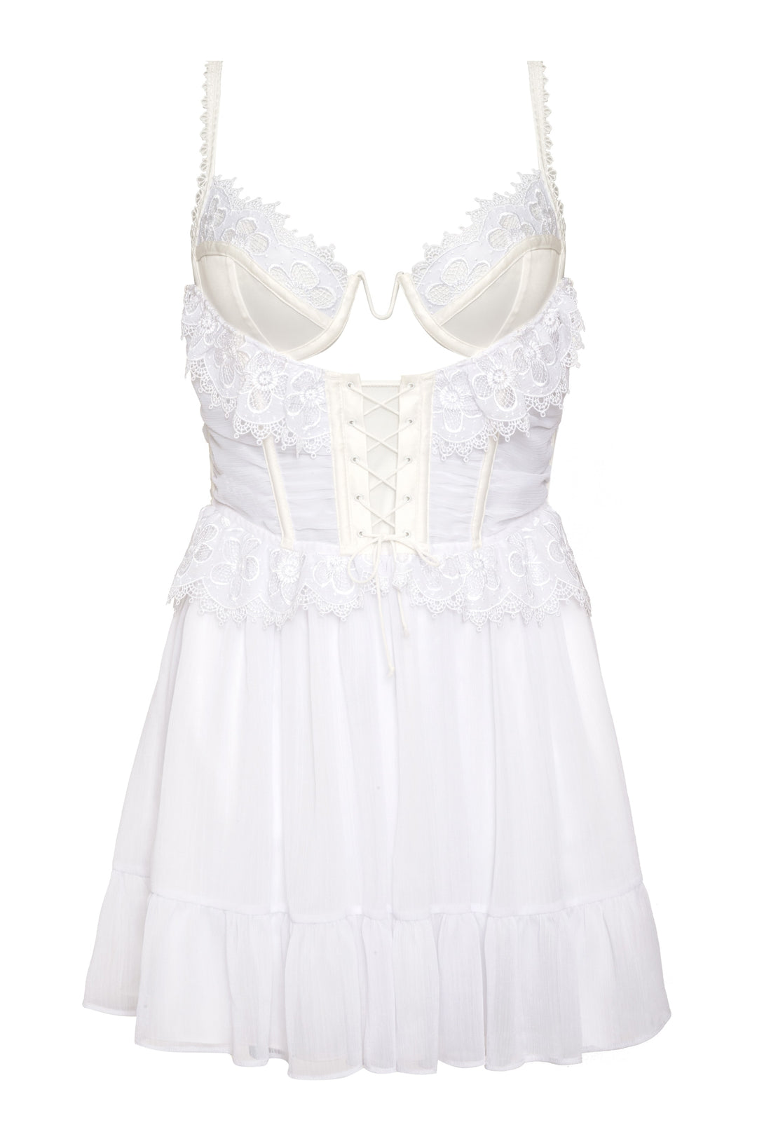 For Love and Lemons Farmhouse Floral Slip Dress - White