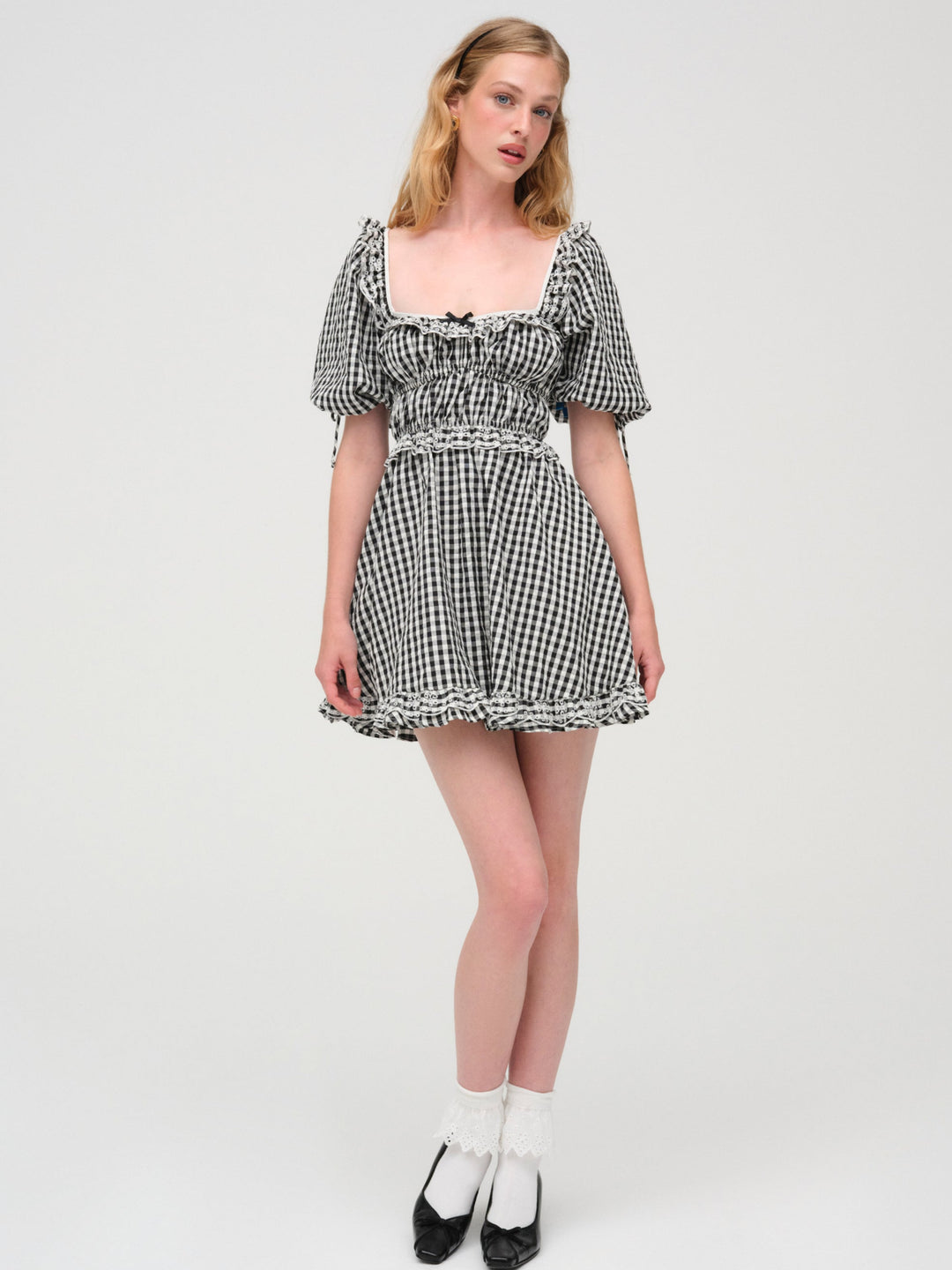 For Love and Lemons Jackson Mini Dress - Black Gingham