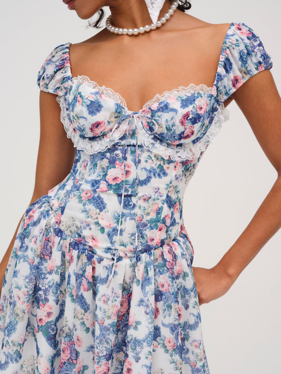 For Love and Lemons Audrey Floral Mini Dress - Blue