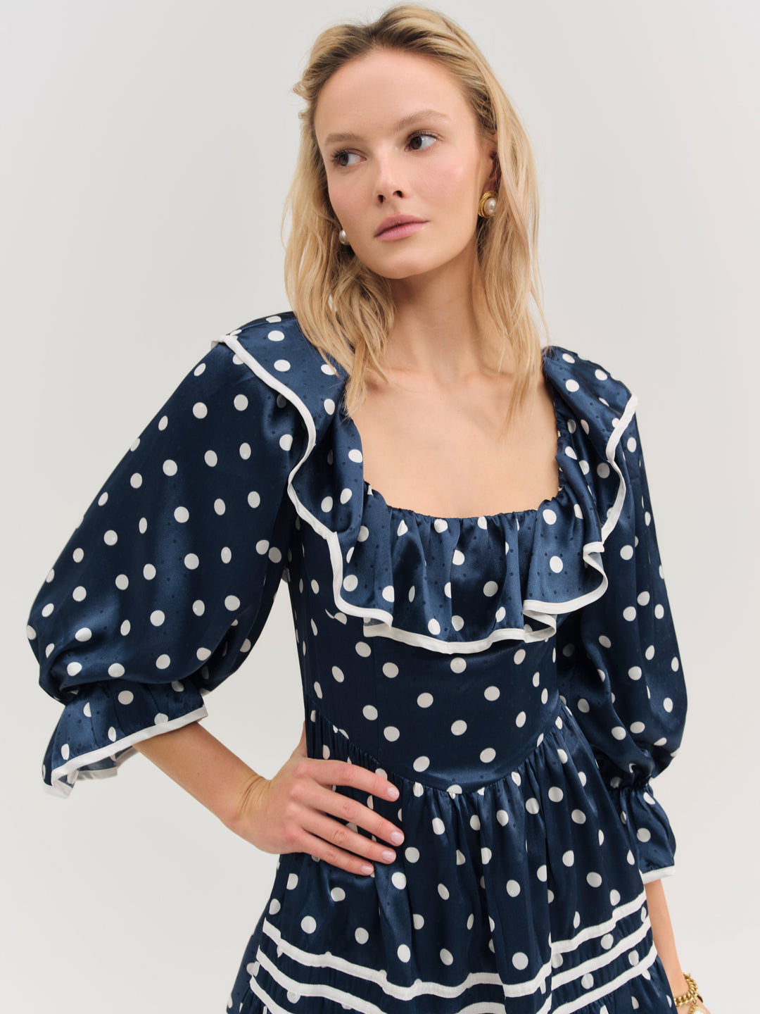 For Love and Lemons Seaside Dot Mini Dress - Navy