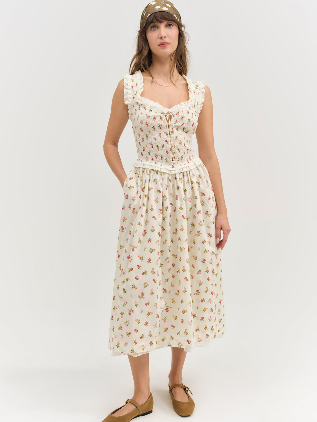 For Love and Lemons Morgan Midi Dress - White