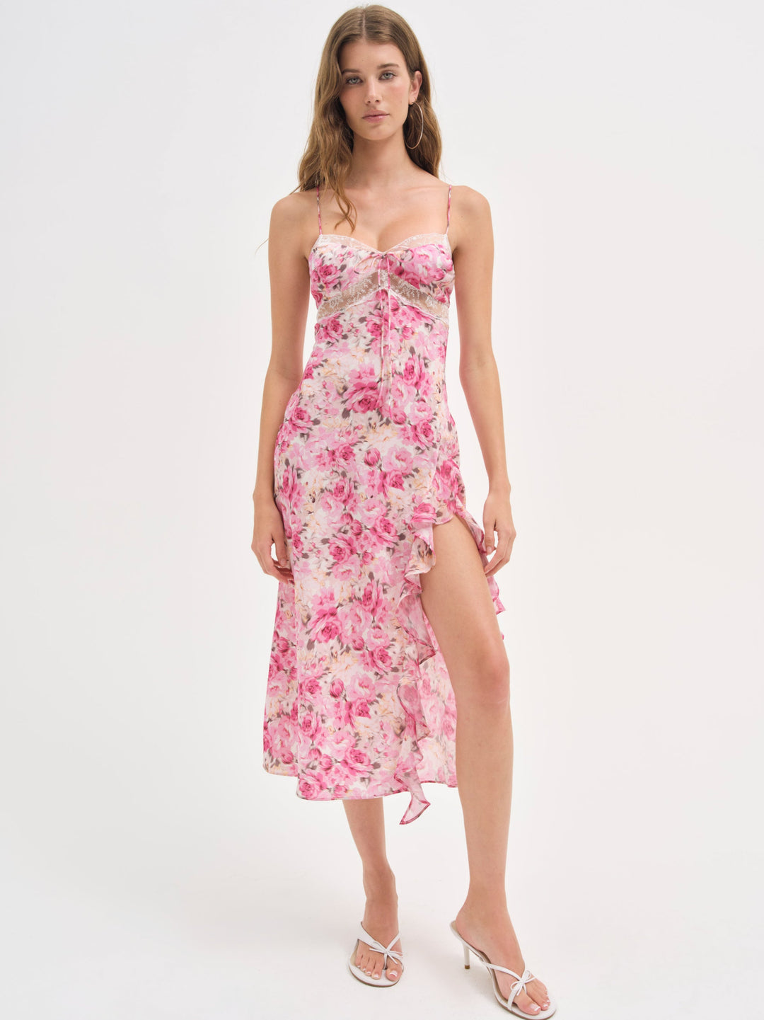 For Love and Lemons Angelina Midi Dress - Pink