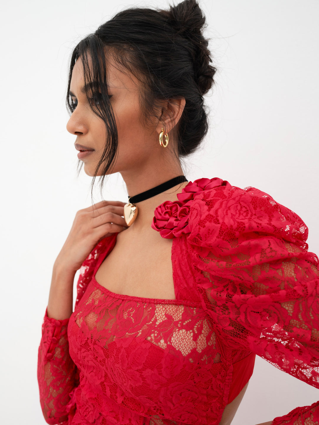 For Love and Lemons Kana Midi Dress - Red