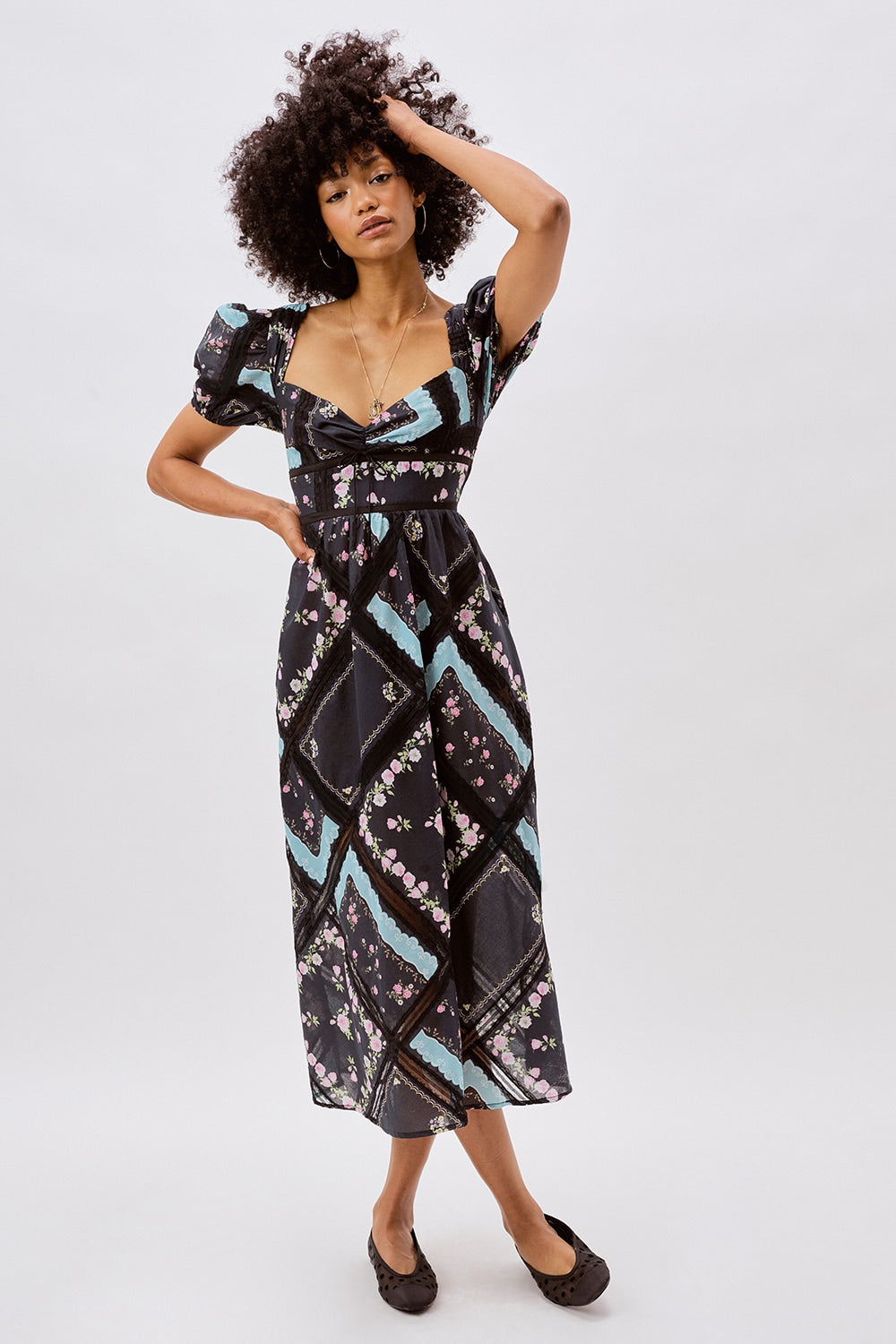 For Love and Lemons Margaret Midi Dress - Black