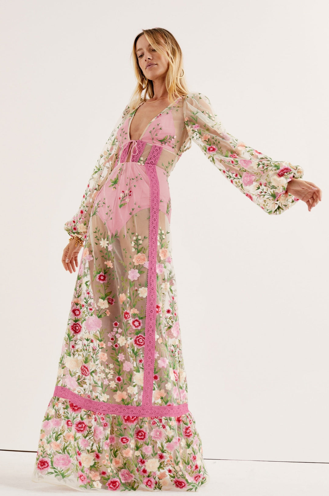 For Love and Lemons Luna Maxi Dress - Pink