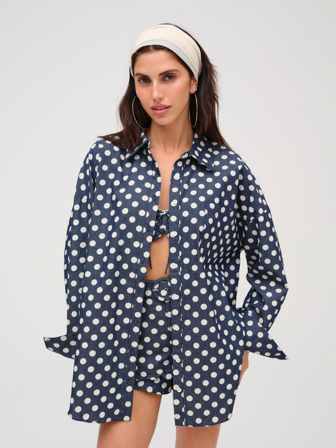 For Love and Lemons - Dolly Dot Button-Down Top - Indigo