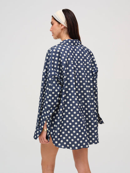 For Love and Lemons - Dolly Dot Button-Down Top - Indigo