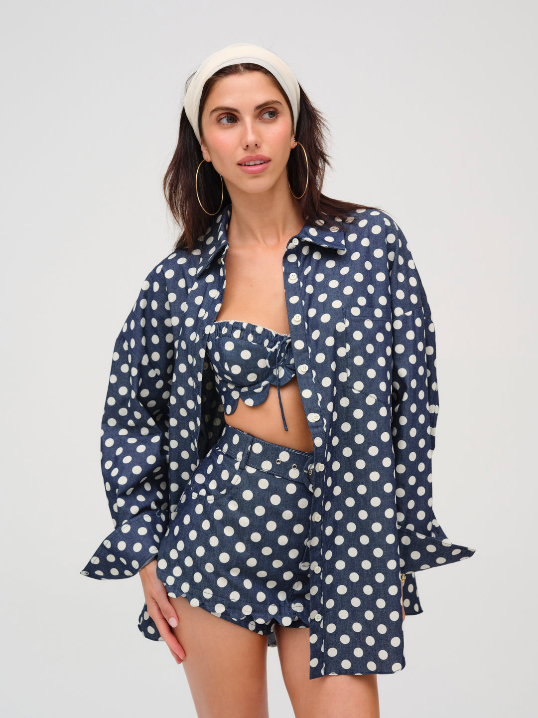 For Love and Lemons - Dolly Dot Button-Down Top - Indigo