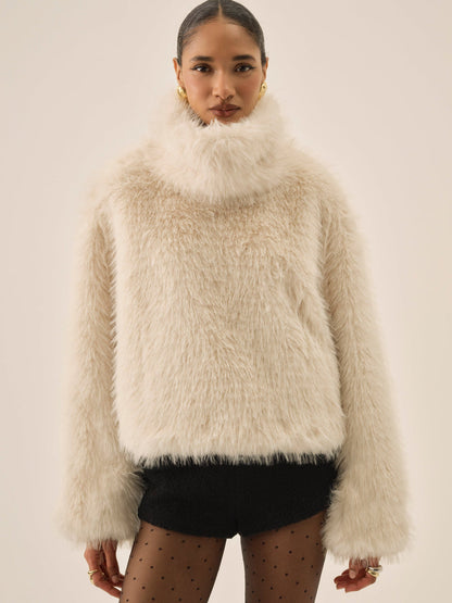 For Love and Lemons - Arctic Faux Fur Pullover - Cream