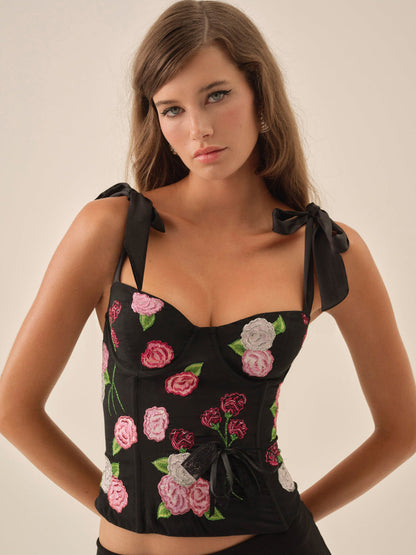 For Love and Lemons - Midnight Garden Bustier - Black
