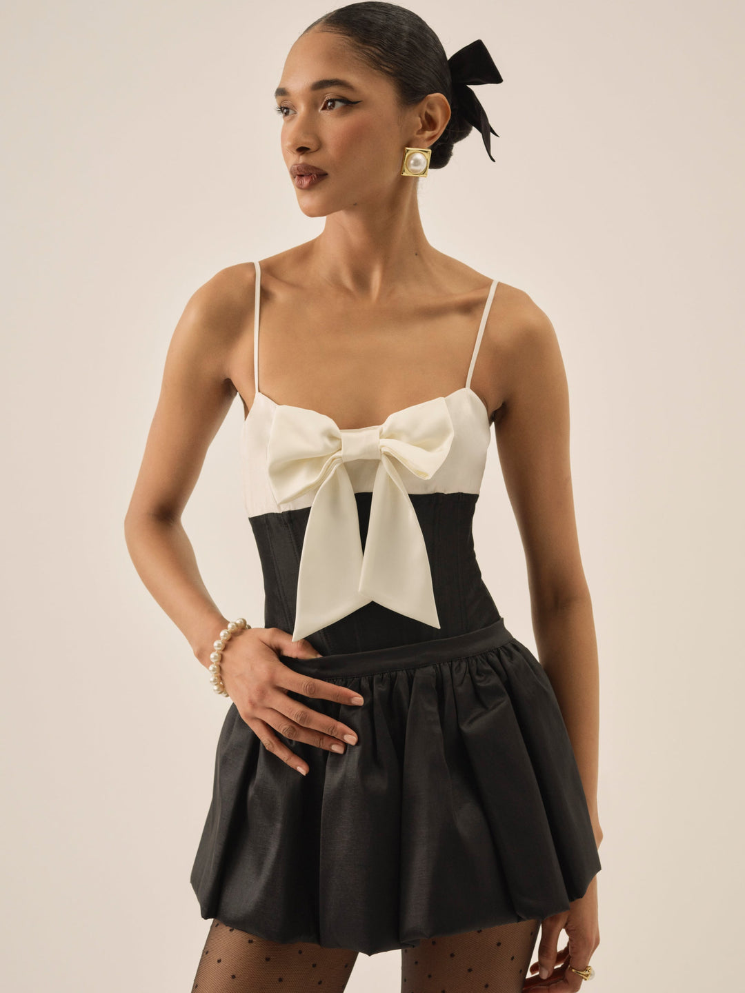 For Love and Lemons - Emalie Taffeta Bodysuit - Black