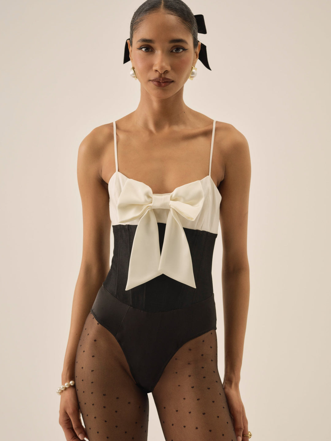 For Love and Lemons - Emalie Taffeta Bodysuit - Black
