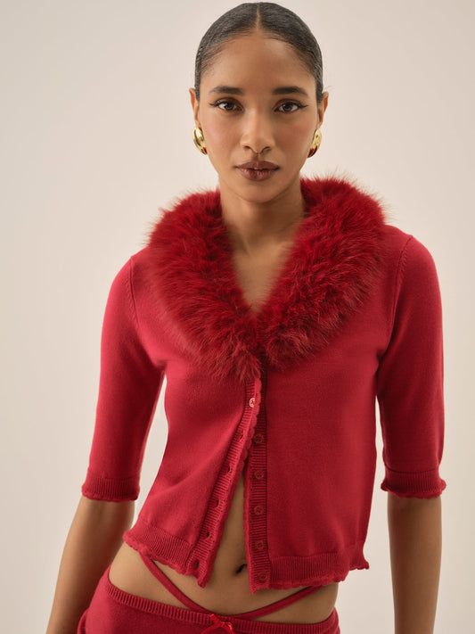 For Love and Lemons - Maura Knit Cardigan - Red