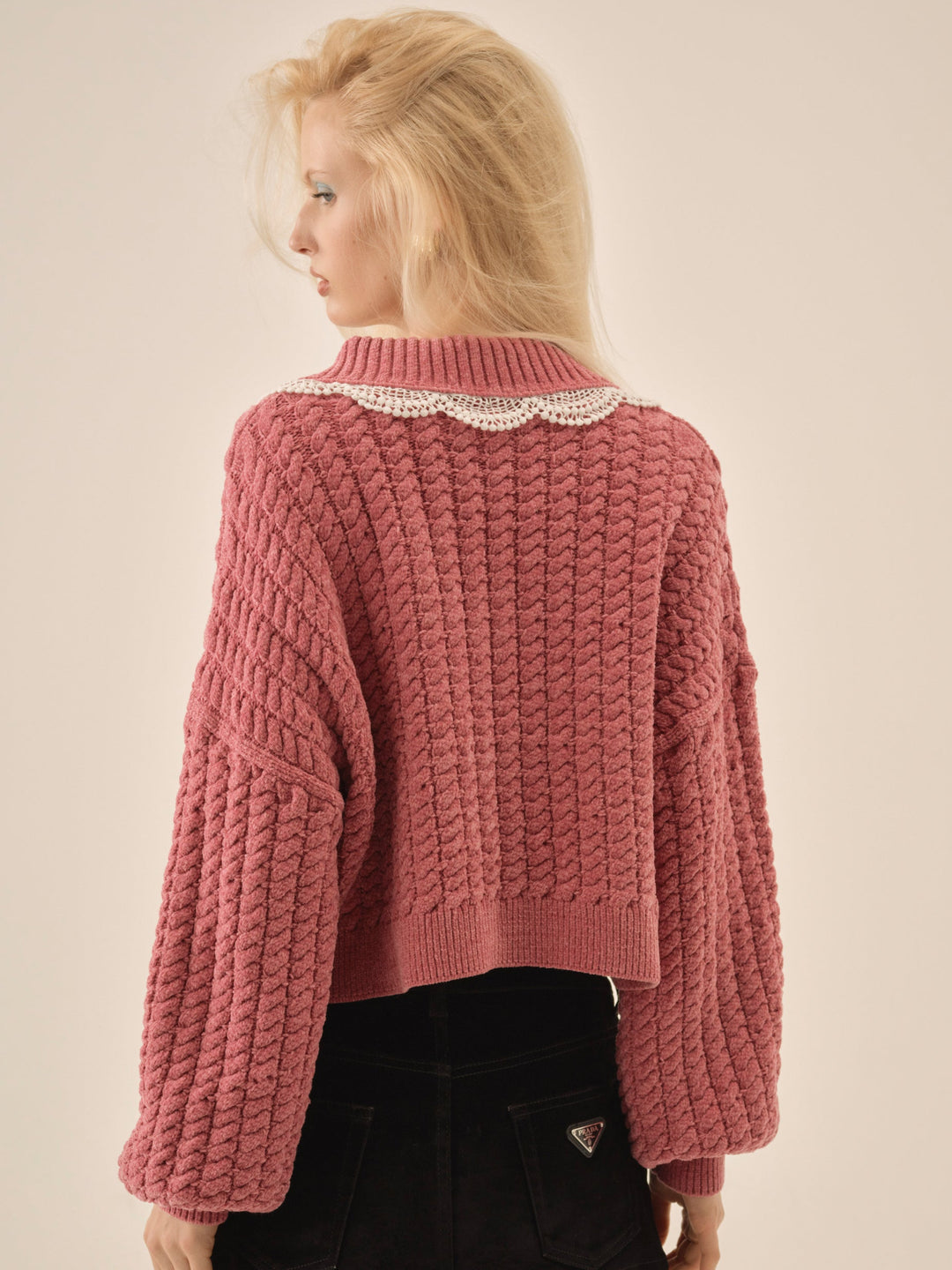 For Love and Lemons - Tierra Knit Jacket - Dusty Rose