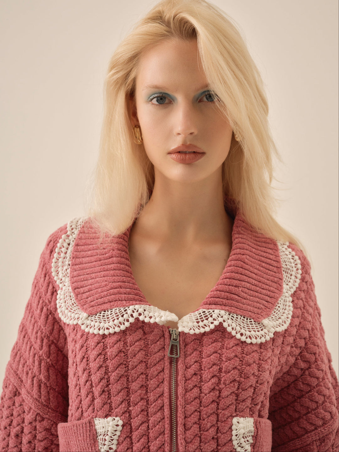 For Love and Lemons - Tierra Knit Jacket - Dusty Rose