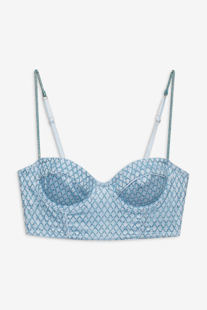 For Love and Lemons - Glitter Grid Bustier Top - Blue